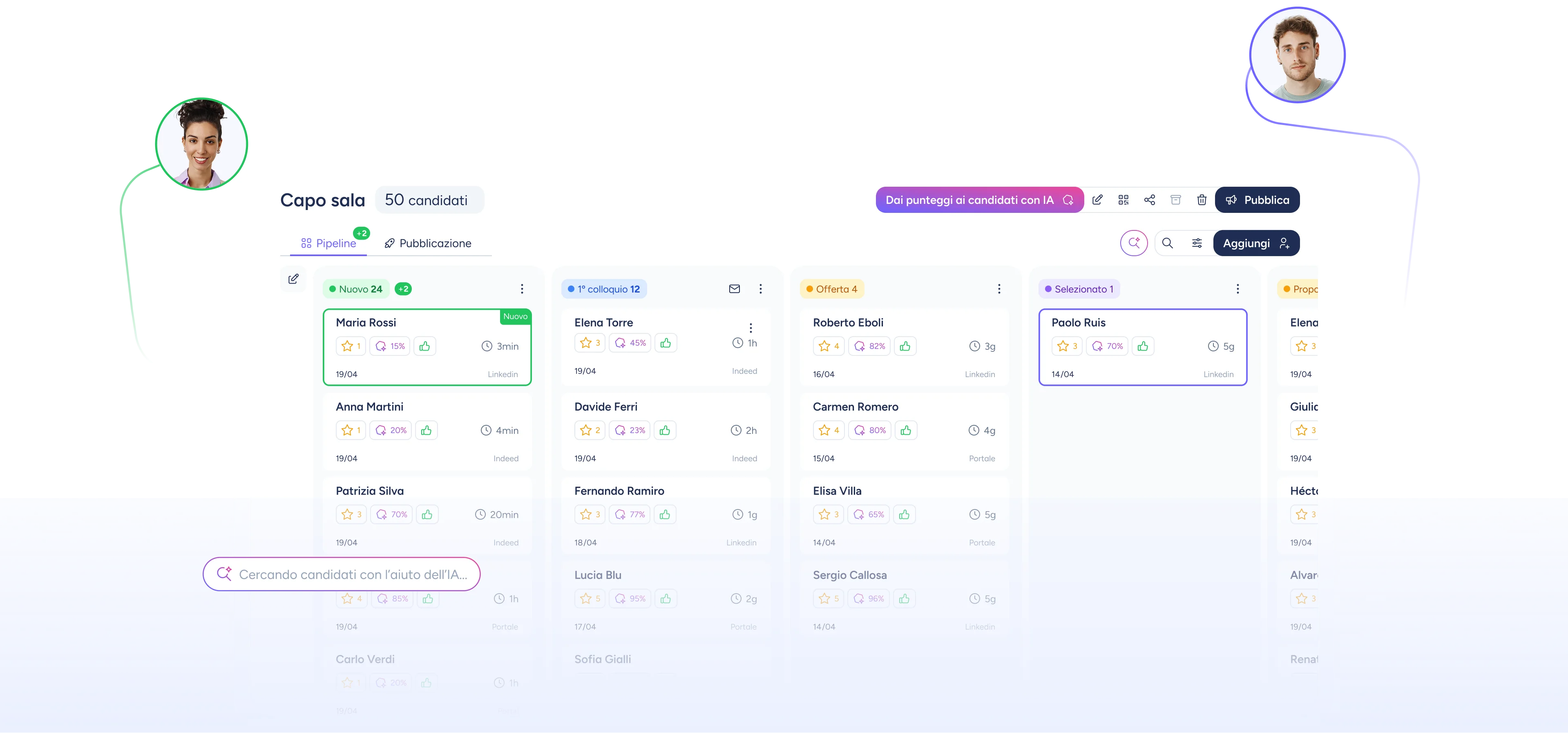 Interfaccia del software di selezione di Sesame HR