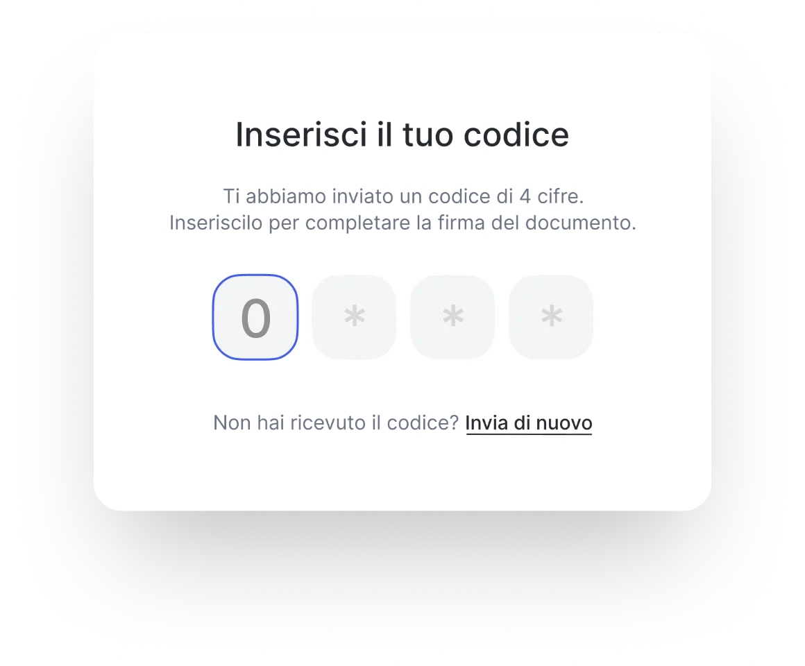 Schermata per inserire il codice OTP e firmare