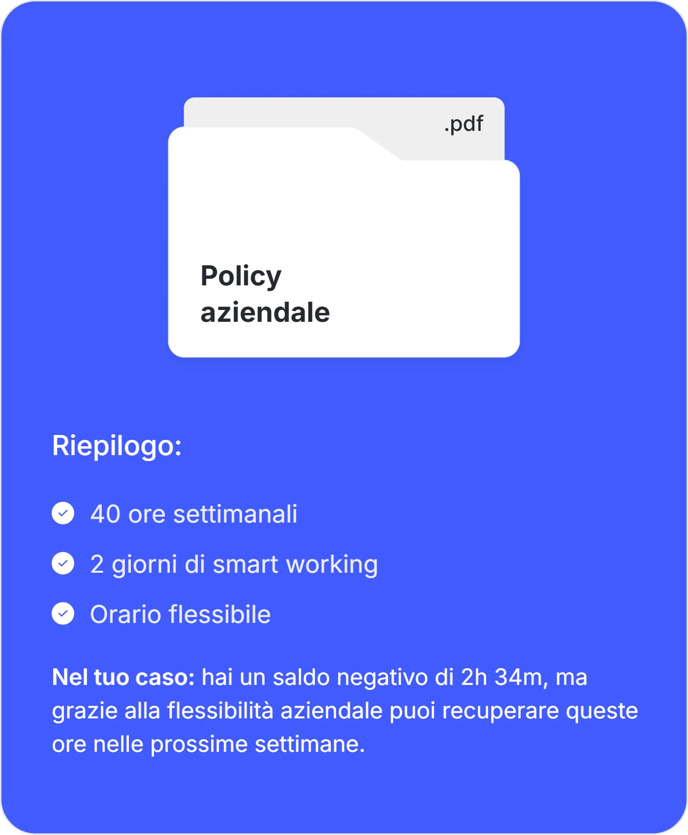 Riepilogo della policy aziendale generato da Sesame Intelligence