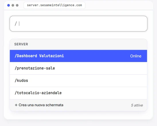Lista delle attività della messa online che si spuntano: server, database, collegamento a Sesame e pubblicazione
